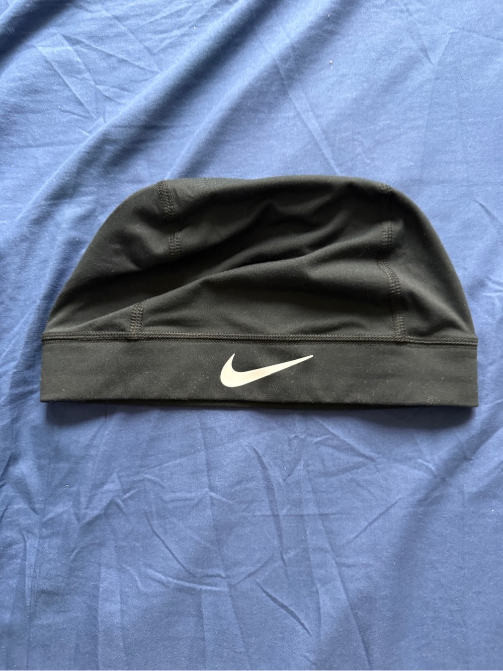 Nike Black Swim Cap with White Swoosh Logo